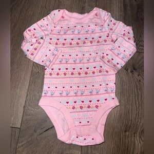 BabiesRUs Pink Heart and Flower Bodysuit